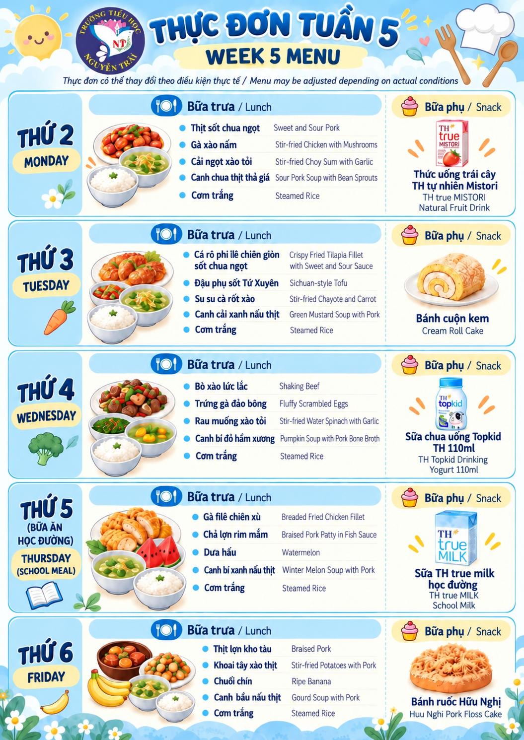 ✨ NĂNG LƯỢNG MỚI – BỮA ĂN VUI – TUẦN 5 RỰC RỠ! 🌈      🚀 NEW ENERGY – HAPPY MEALS – BRIGHT WEEK 5!