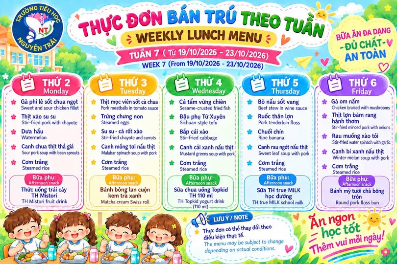 ☘️ TUẦN 7 – BỮA ĂN TRỌN VỊ, TƯƠNG LAI RẠNG RỠ! ☘️ ☘️ WEEK 7 – FLAVORFUL MEALS, BRIGHT FUTURE! ☘️